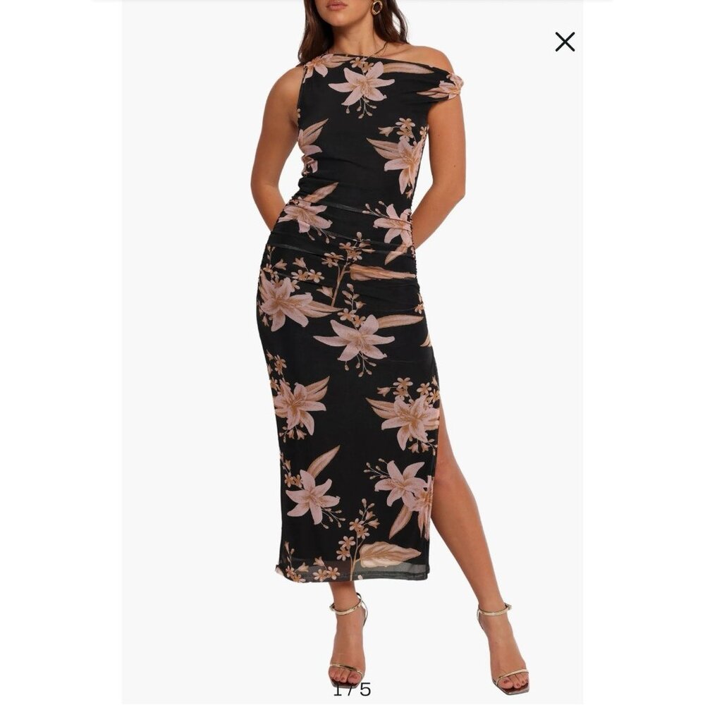 Petal & Pup 6 Small Pink Orange Black Floral Stretch Midi Dress NEW